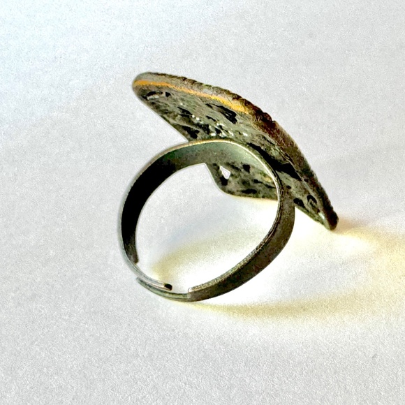 Red Cut-out Statement Ring, adjustable from size 6 1/2 - Picture 3 of 6